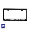 214060 License Plate Frame, 2005-2013 Chevy Corvette, Carbon Fiber W/White Corvette Script - image 1