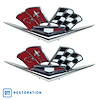 26615 Emblems, 1963-1966 Chevy Corvette, Front Fender Cross Flags 63 Late - image 1