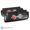 408520 Sunvisors, 1974-1975 Chevy Corvette, Black, Madrid Embroidered W/Logo - image 1