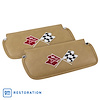 408551 Sunvisors, 1974-1975 Chevy Corvette, Medium Saddle Madrid Embroidered W/Logo - image 1