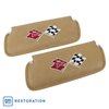 408551 Sunvisors, 1974-1975 Chevy Corvette, Medium Saddle Madrid Embroidered W/Logo - image 2