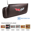 408655 Sunvisors, 1976-1976 Chevy Corvette, Dark Brown Embroidered W/Logo - image 1