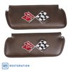 408655 Sunvisors, 1976-1976 Chevy Corvette, Dark Brown Embroidered W/Logo - image 2
