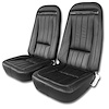 419020 Leather Seat Covers, 1970-1971 Chevy Corvette, Black, Leather/Vinyl, Original - image 1