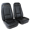 419020MS Mounted Seats, 1970-1971 Chevy Corvette, Black, Leather Vinyl, w/Shoulder Harness - image 1