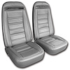 419561MS Mounted Seats, 1975-1975 Chevy Corvette, Silver Leather Vinyl w/Shoulder Harness - image 1