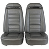 419661MS Mounted Seats, 1975-1975 Chevy Corvette, Silver 100-percent Leather w/Shoulder Harness - image 1