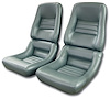 420159 Leather Seat Covers, 1982-1982 Chevy Corvette, Silvergreen Leathr/Vinyl Original 4 in. Bolster - image 1