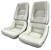 420166 Leather Seat Covers, 1979-1980 Chevy Corvette, Oyster Leather/Vinyl Original 4 in. Bolster - image 1