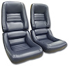 420246 Leather Seat Covers, 1982-1982 Chevy Corvette, Dark Blue 100-percent-Leather 4 in. Bolster - image 1