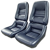 420248 Leather Seat Covers, 1979-1981 Chevy Corvette, Dark Blue 100-percent-Leather 4 in. Bolster - image 1