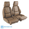 420482E OE Style Embroidered Standard Leather Seat Covers, 1992-1992 Chevy Corvette, Beige - image 1
