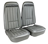 421361MS Mounted Seats, 1974-1974 Chevy Corvette, Silver Leather-Like Vinyl w/Shoulder Harness - image 1