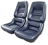422548 Mounted Leather Seat Covers, 1979-1981 Chevy Corvette, Dk Blue Lthr/Vnyl Original 4 in. Bolstr - image 1