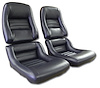423348 Mounted Leather Seat Covers, 1979-1981 Chevy Corvette, Dark Blue 100-percent-Leather 2 in. Bolster - image 1