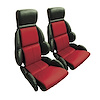 44210 Custom 100-percent Leather Standard Seat Covers, 1984-1988 Chevy Corvette, Black & Dark Red - image 1