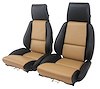 45083 Mounted 100-percent Leather Standard Seat Covers, 1984-1987 Chevy Corvette, Black /Saddle 2-Tone - image 1