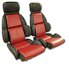 45085 Mounted 100-percent Leather Standard Seat Covers, 1989-1992 Chevy Corvette, Black /Red 2-Tone - image 1