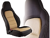 486496 100-percent Leather Standard Seat Covers, 2005-2011 Chevy Corvette, Ebony & Cashmere - image 1