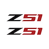 75127 Z51 Fender Vent Decals, 2005-2019 Chevy Corvette, Pair, Gloss Black Z/Matte Red 51, Medium - image 1