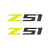 75205 Z51 Fender Vent Decals, 2005-2019 Chevy Corvette, Pair, Gloss Yellow Z/Black Carbon Fiber 51, Small - image 1
