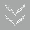 77215 Front/Rear Flag Emblem Insert Overlay Sets, 2014-2019 Chevy Corvette, Gloss White - image 1
