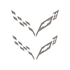 77216 Front/Rear Flag Emblem Insert Overlay Sets, 2014-2019 Chevy Corvette, Gloss Silver - image 1
