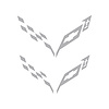 77217 Front/Rear Flag Emblem Insert Overlay Sets, 2014-2019 Chevy Corvette, Colored Emblem Accents, Gloss Gray - image 1