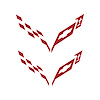 77226 Front/Rear Flag Emblem Insert Overlay Sets, 2014-2019 Chevy Corvette, Colored Emblem Accents, Matte Red - image 1