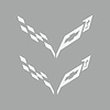 77227 Front/Rear Flag Emblem Insert Overlay Sets, 2014-2019 Chevy Corvette, Matte White - image 1