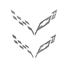 77235 Front/Rear Flag Emblem Insert Overlay Sets, 2014-2019 Chevy Corvette, Silver Carbon Fiber - image 1