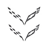 77238 Front/Rear Flag Emblem Insert Overlay Sets, 2014-2019 Chevy Corvette, Gloss Metallic Pearl Black - image 1