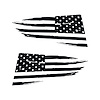 77248 Quarter Window Flag Decal, 2014-2019 Chevy Corvette, Gloss Black, Distressed USA Flag - image 1
