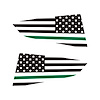 77265 Quarter Window Flag Decal, 2014-2019 Chevy Corvette, Matte Black, Std USA Flag W/Green Stripe - image 1