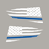 77301 Quarter Window Flag Decal, 2014-2019 Chevy Corvette, Gloss White, Distressed USA Flag W/Blue Stripe - image 1