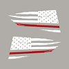 77302 Quarter Window Flag Decal, 2014-2019 Chevy Corvette, Gloss White, Distressed USA Flag W/Red Stripe - image 1