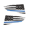 77304 Quarter Window Flag Decal, 2014-2019 Chevy Corvette, Matte Black, Distressed USA Flag W/Blue Stripe - image 1