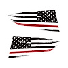 77305 Quarter Window Flag Decal, 2014-2019 Chevy Corvette, Matte Black, Distressed USA Flag W/Red Stripe - image 1