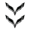 77996 Front/Rear Flag Emblem Overlay Sets, 2014-2019 Chevy Corvette, Gloss Black - image 1