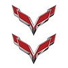77997 Front/Rear Flag Emblem Overlay Sets, 2014-2019 Chevy Corvette, Gloss Red - image 1