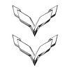 77998 Front/Rear Flag Emblem Overlay Sets, 2014-2019 Chevy Corvette, Gloss White - image 1
