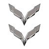 77999 Front/Rear Flag Emblem Overlay Sets, 2014-2019 Chevy Corvette, Gloss Silver - image 1