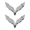 78000 Front/Rear Flag Emblem Overlay Sets, 2014-2019 Chevy Corvette, Gloss Gray - image 1