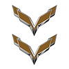 78008 Front/Rear Flag Emblem Overlay Sets, 2014-2019 Chevy Corvette, Gloss Metallic Gold - image 1