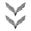 78011 Front/Rear Flag Emblem Overlay Sets, 2014-2019 Chevy Corvette, Matte Gray - image 1