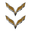 78016 Front/Rear Flag Emblem Overlay Sets, 2014-2019 Chevy Corvette, Matte Metallic Gold - image 1