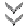 78021 Front/Rear Flag Emblem Overlay Sets, 2014-2019 Chevy Corvette, Silver Carbon Fiber - image 1