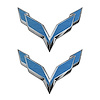 78023 Front/Rear Flag Emblem Overlay Sets, 2014-2019 Chevy Corvette, Blue Brushed Steel - image 1
