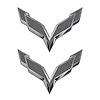 78024 Front/Rear Flag Emblem Overlay Sets, 2014-2019 Chevy Corvette, Gloss Metallic Pearl Black - image 1