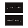 78911 Airbag Warning Cover, 2014-2019 Chevy Corvette, Pair Matte Black Gloss Silver Coupe Outline Only - image 1